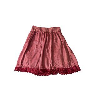 Vintage Merona Womens Mini Skirt 10 Red White Striped Peasant Prairie Lace Y2K